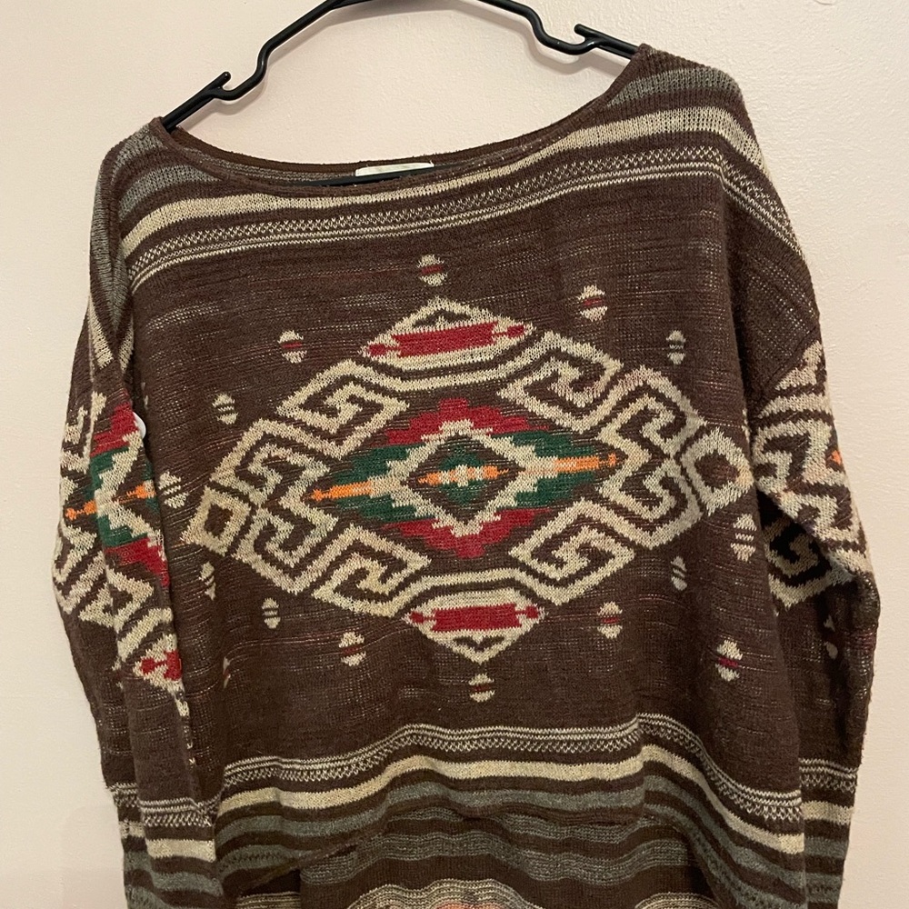 Denim & Supply Ralph Lauren Brown Multicolor Geometric Sweater
